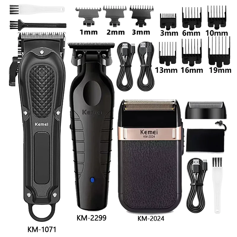 Kemei Hair Clipper Km-1071 Km-2299 Km-2024 UBS Rechargeable Cordless Beard Trimmer Powerful Electric Hair Clippers for Men