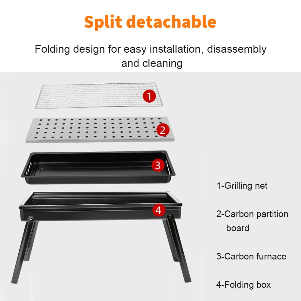 Barbecue Grill Folding Grill Portable BBQ Charcoal Grill BBQ Tool Kit Outdoor Cooking Camping Picnic Beach Portable Barbecue Stove