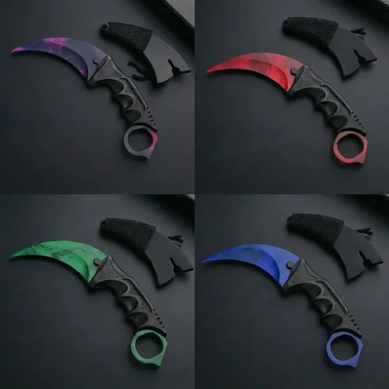 Unsharpened Safety Karambit Gift Knife Toy No Sharp Blade Cosplay Prop Plastic Training Knife for Role Play Game Collection
