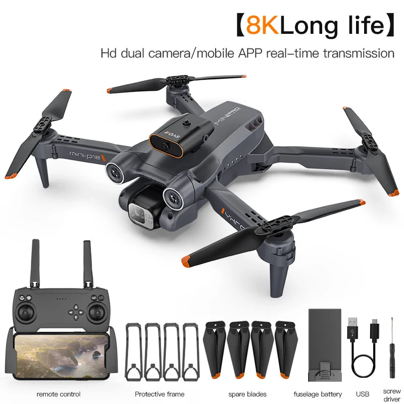 8K Dual Camera Obstacle Avoidance Drone Aerial Photography Laser Obstacle Avoidance Option Flow Helicopter Gift Toy Kid RC Drone