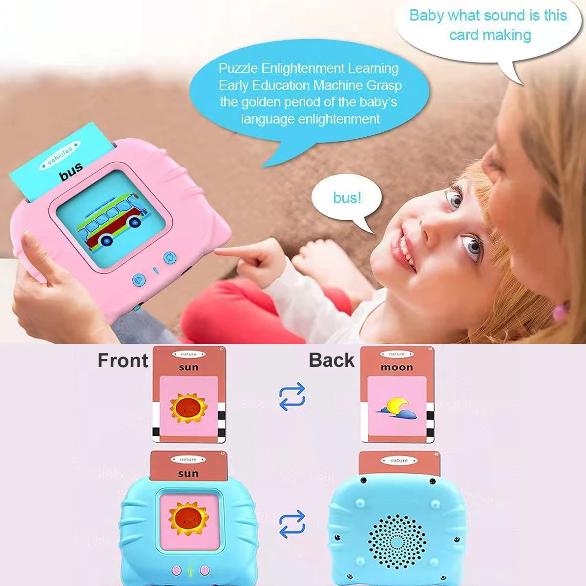 Alphabet Talking Flash Cards Educational Learning Interactive Memory Card Machine French Russian Italian Speech Toys For Kids