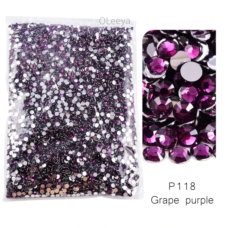 Oleeya Wholesale Flatback Silver bottom Resin Cтразы Non hotfix Rhinestones in Big Package Glitter Crystals and Strass For 네일파츠