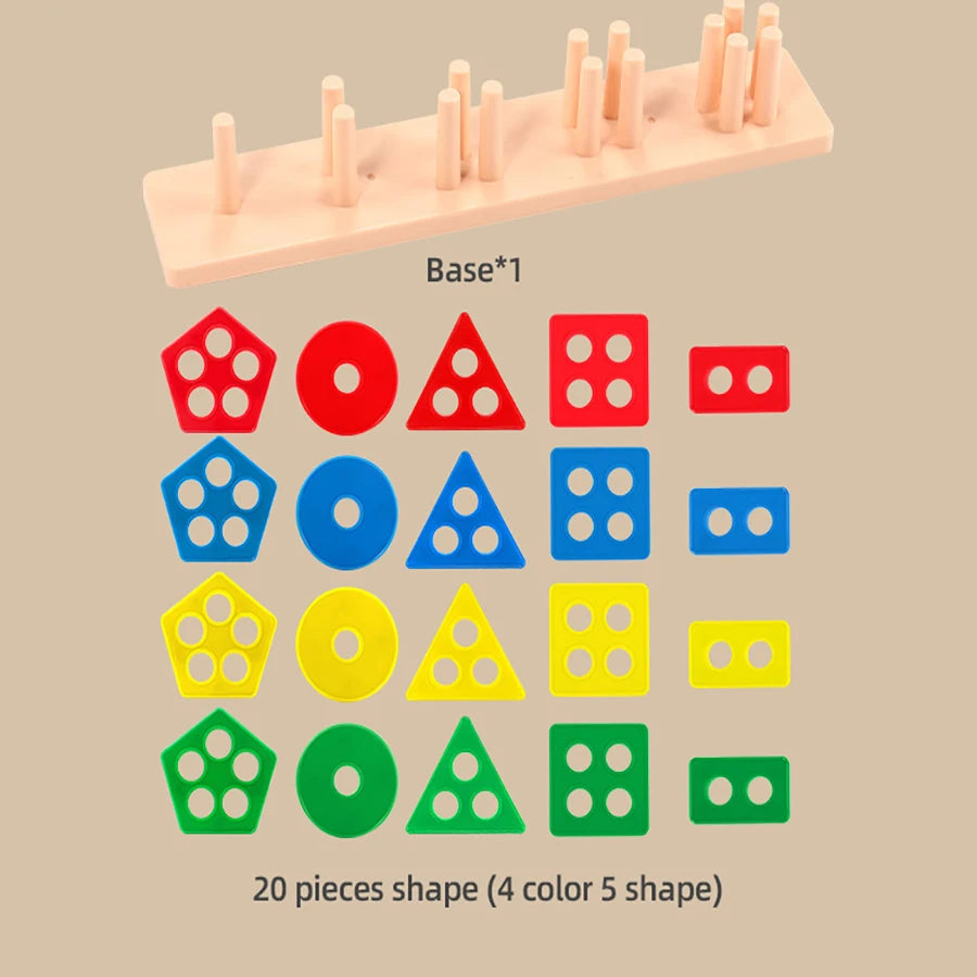 1set- Early education equipment geometric set columns, infant and child intelligence assembly building blocks boy/girl toys