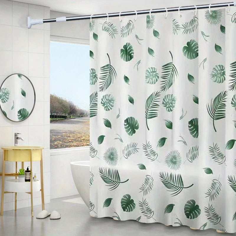 1pc Printed Shower Curtain,180*180cm* 70*70.8inch Bathroom Non Perforated Polyester/PEVA Partition Door Curtain,Hanging Curtain