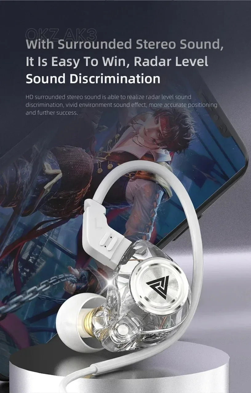 QKZ CK5 FiLe Wired Earphone with Microphone HiFi Music Earphone Professional Gaming And Sports Noise Cancelling Headphones