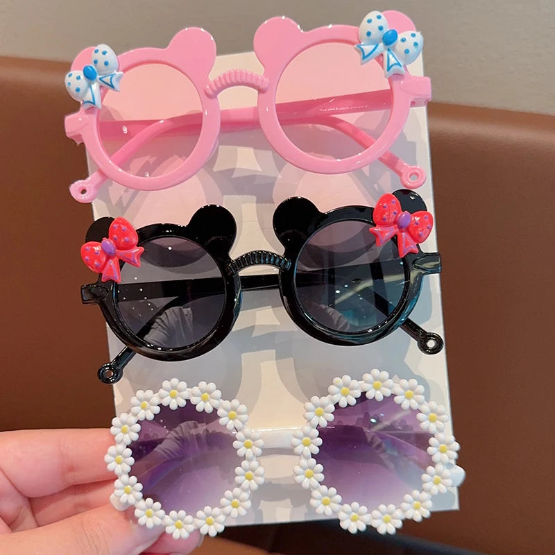 2/3Pcs Boy Girl Cute Bear Frame Bowknot Kids Children Fashion Glasses Eyewear