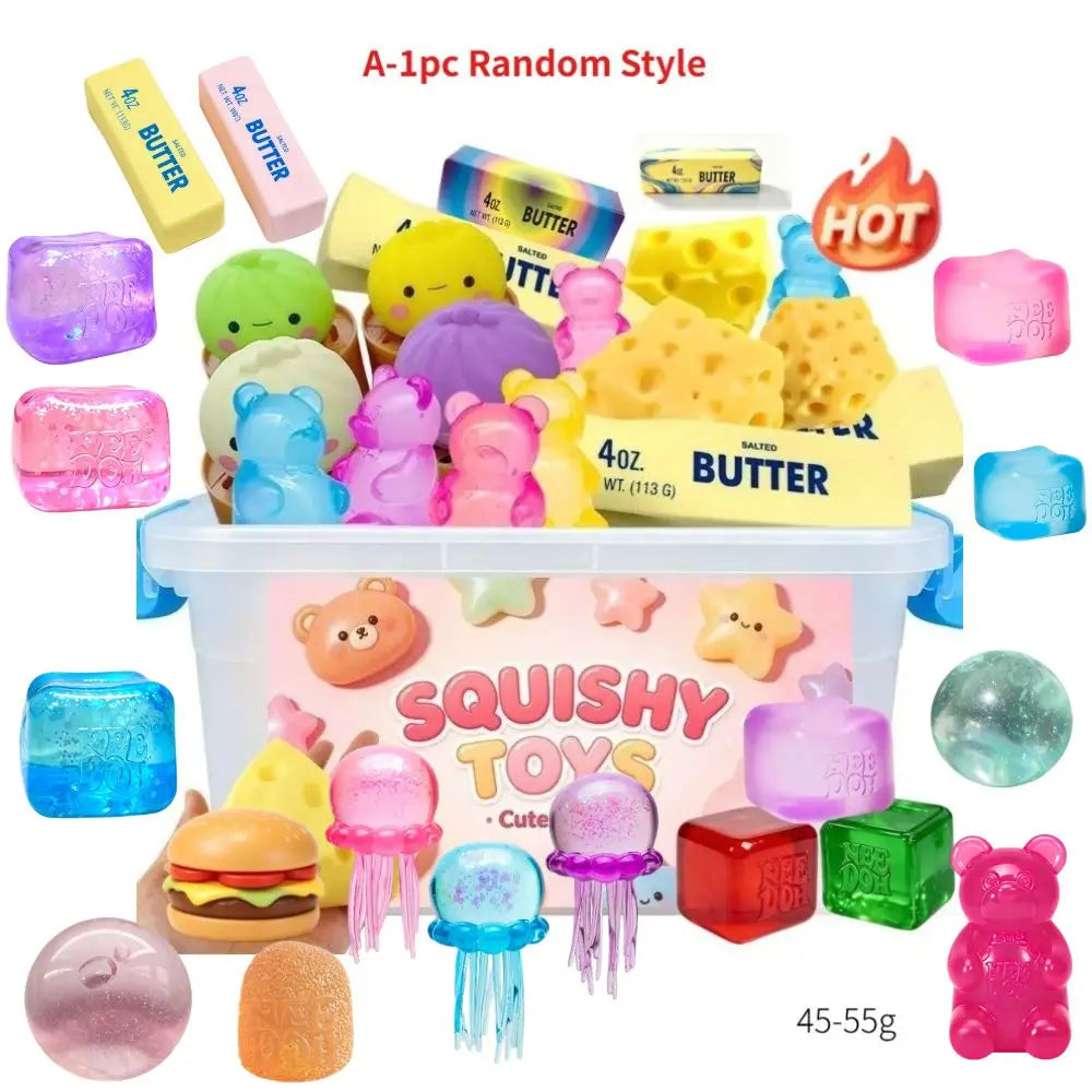 *Multi Slow-Rising Squishy, Random Includes: Cheese Squeeze Toys, Steamed Buns And Dumplings,Long Butter Bread,Bear Squishy Toys