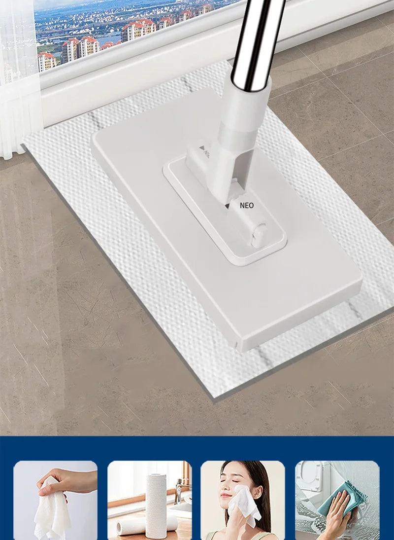 Reusable Dust Mop for Floor Cleaning Automatic Clamping Mop Clamp 100cm Wiper Floor Household Cleaning Cloths for Dust Removal