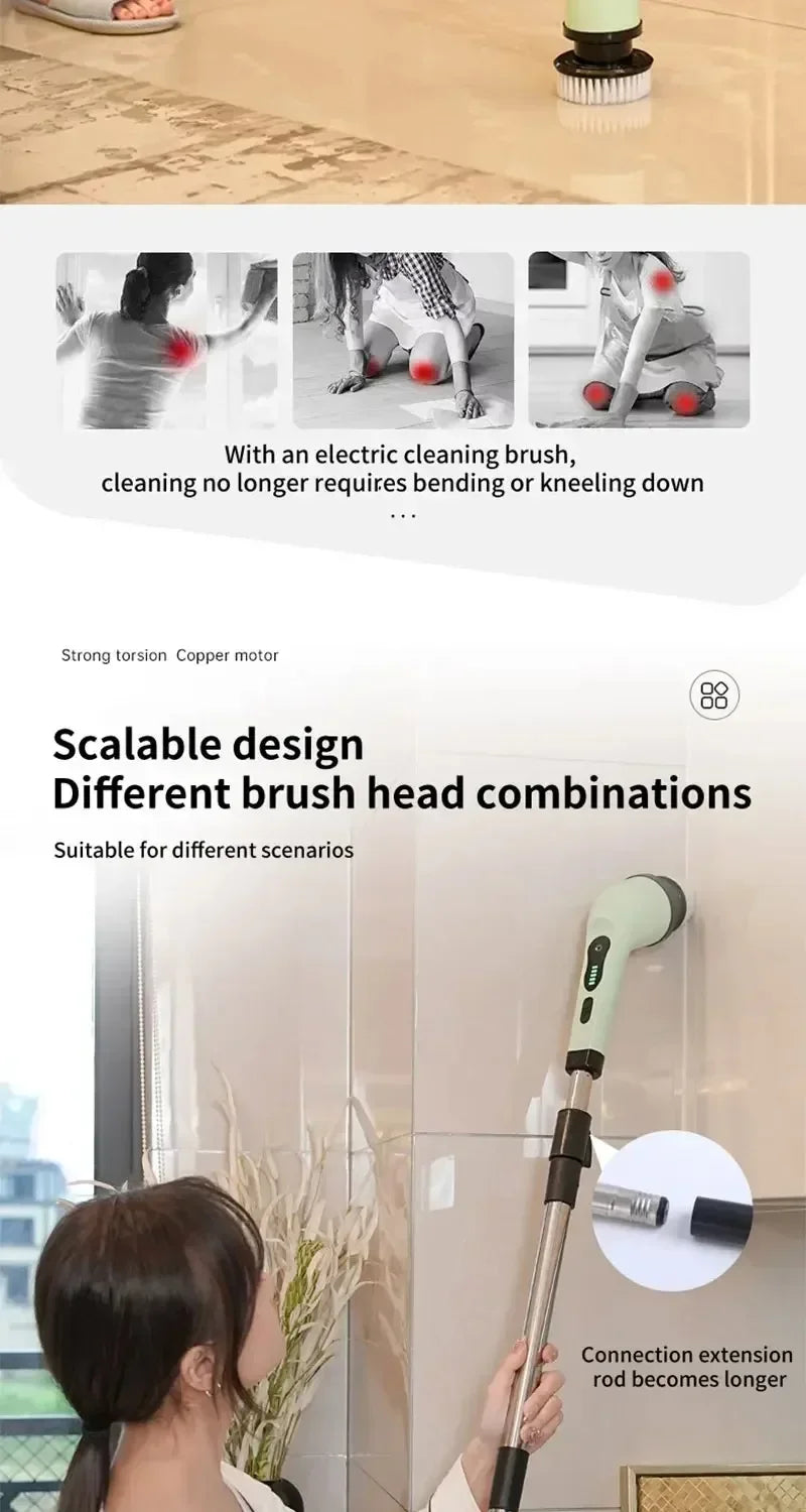 Cordless Electric Spin Scrubber Multipurpose Power Cleaning Brush For Bathroom Kitchen Tile Grout Floor Stain Removal
