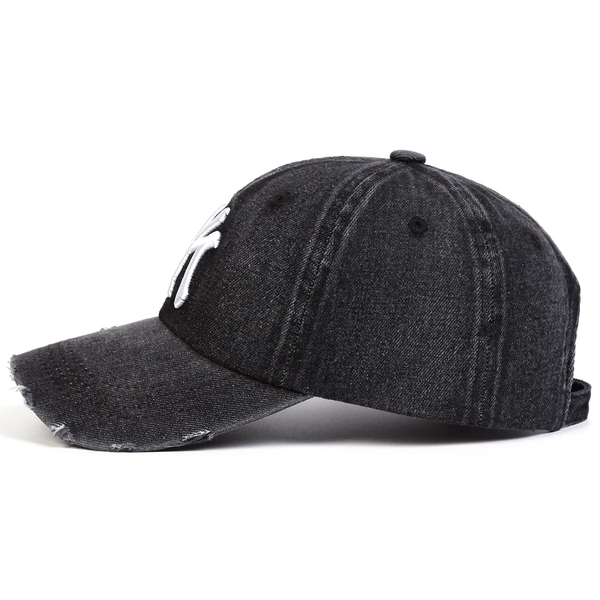 Unisex Letter Embroidery Hole Denim Baseball Caps Spring Autumn Outdoor Adjustable Casual Hats Sunscreen Hat