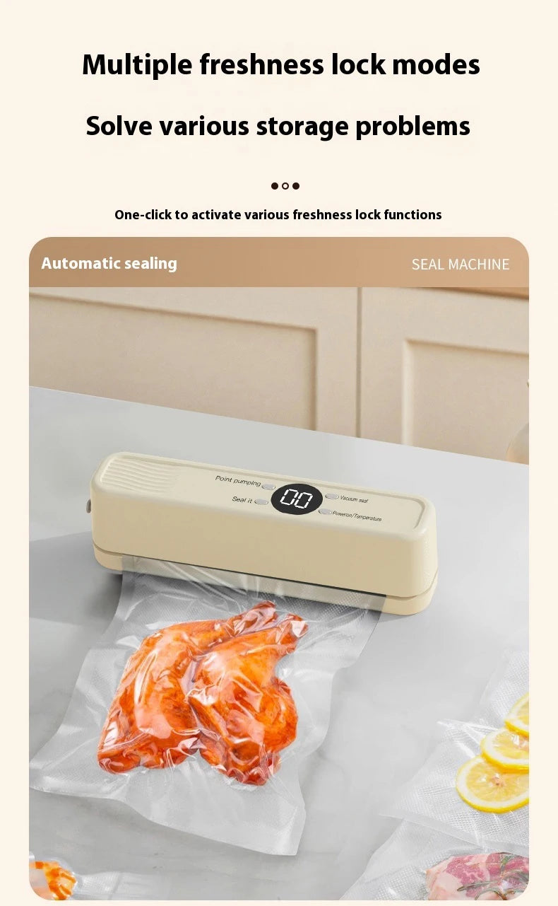 Handheld Mini Vacuum Sealer Rechargeable Design Automatic Sealing Machine Kitchen Food Storage Helper