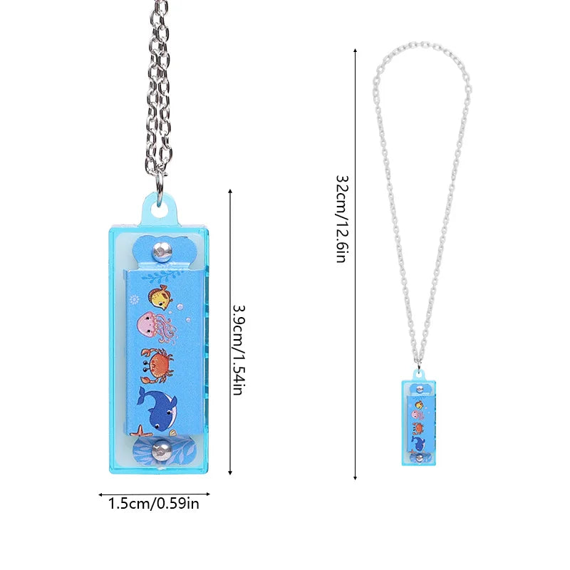 10/20Pcs Cartoon Mini Harmonica with Necklace Musical Toys for Kids Birthday Party Favors Pinata Fillers Boy Girl Christmas Gift