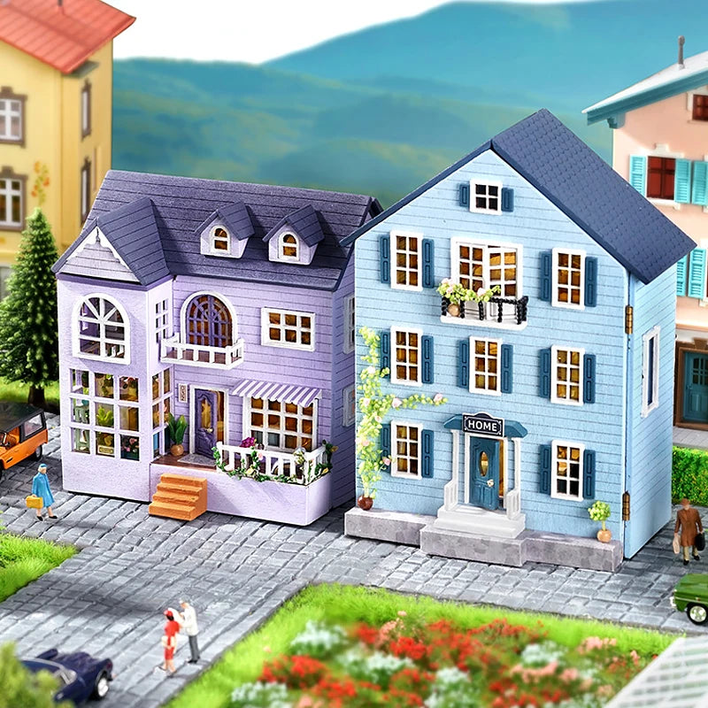 DIY Wooden Doll Houses Mini Assembly Handmade Small House Creative Scene Decoration DollHouse For Toys Birthday Gifts
