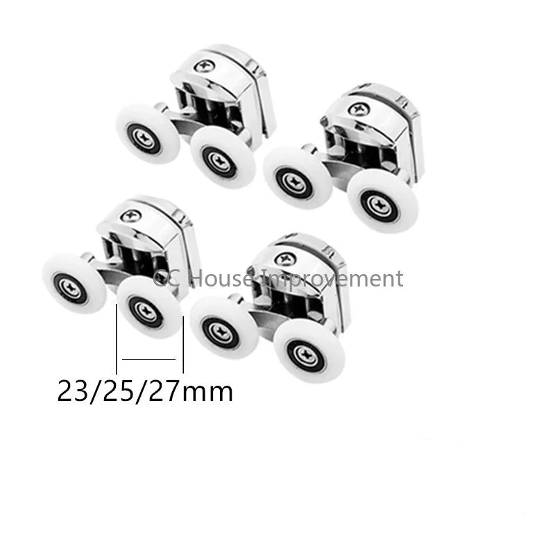 23mm/25mm/27mm Shower Door Rollers Zinc Alloy Double-Wheel Sliding Shower Door Roller Bearing Wheel Runners Replacement