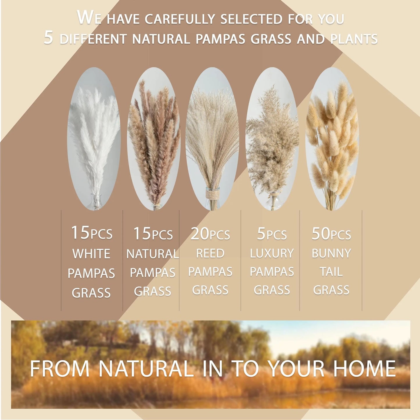 120pcs Fluffy Pampas Bunny Tail Grass Dried Artificial Flowers  Bouquet for Bathroom Wall Office Boho Home Wedding Decorations