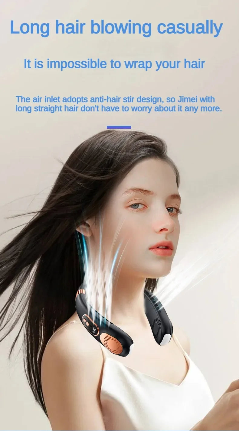 Personal Fan with LED Indicator, USB-C Charging, Long-Lasting 4000mAh Battery, Hands Free Bladeless Fan with 5 Adjustable Speeds