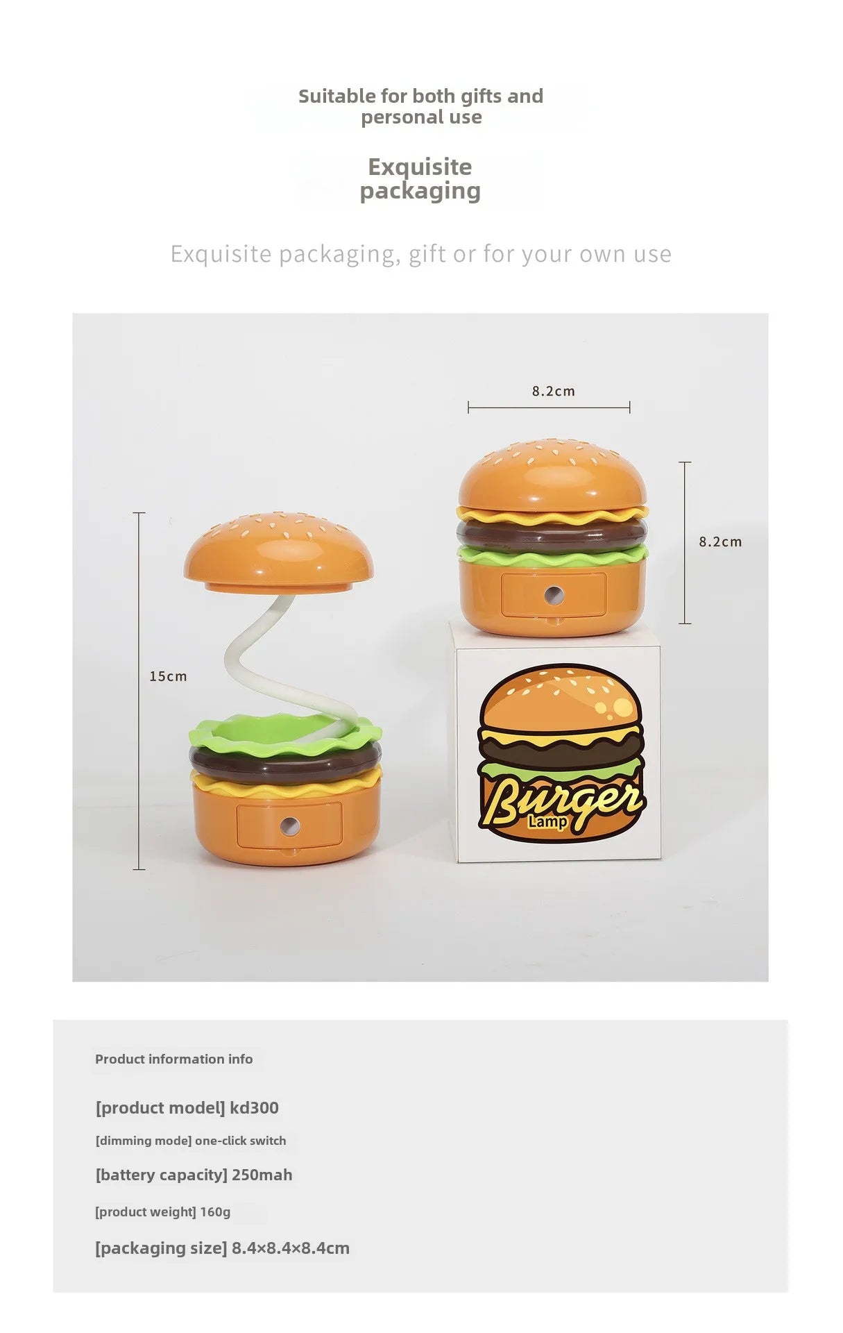 Original Practical Reading Burger Night Light LED Charging Bedside Sleep Light Learning Pencil Sharpener Can Be Stored Desk Lamp