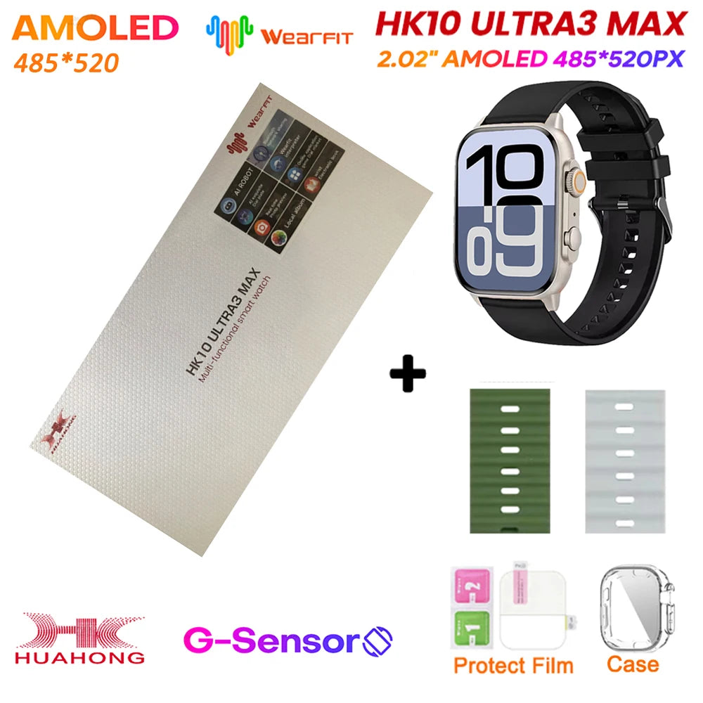 Original HK10 Ultra 3 MAX SmartWatch 2025 For Man Women 49mm HD AMOLED 4GB ROM AI ROBOT NFC GPS Smart Band Watch For IOS Android