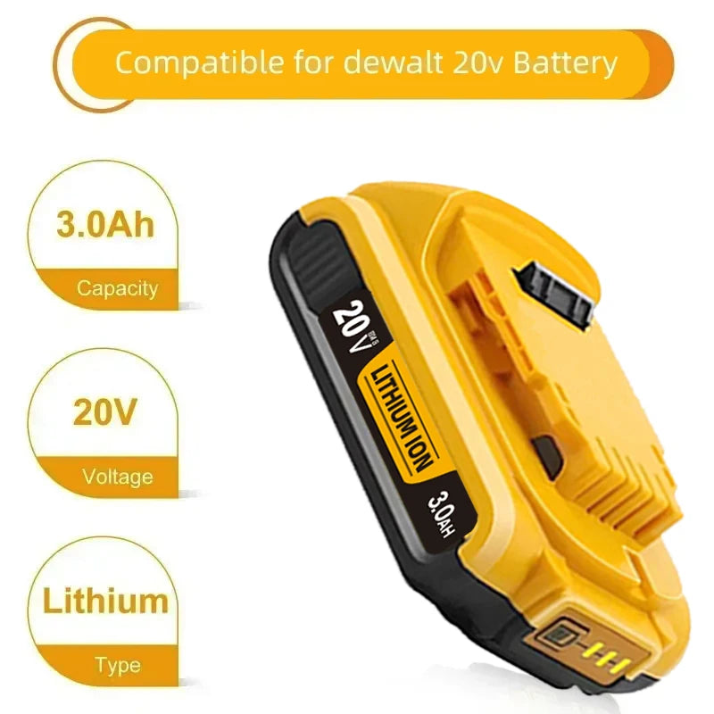 3.0Ah for Dewalt original 20V rechargeable tool battery DCB200 DCB201 DCB206 18V 20v 3AH .For Dewalt 18V 20V tool battery