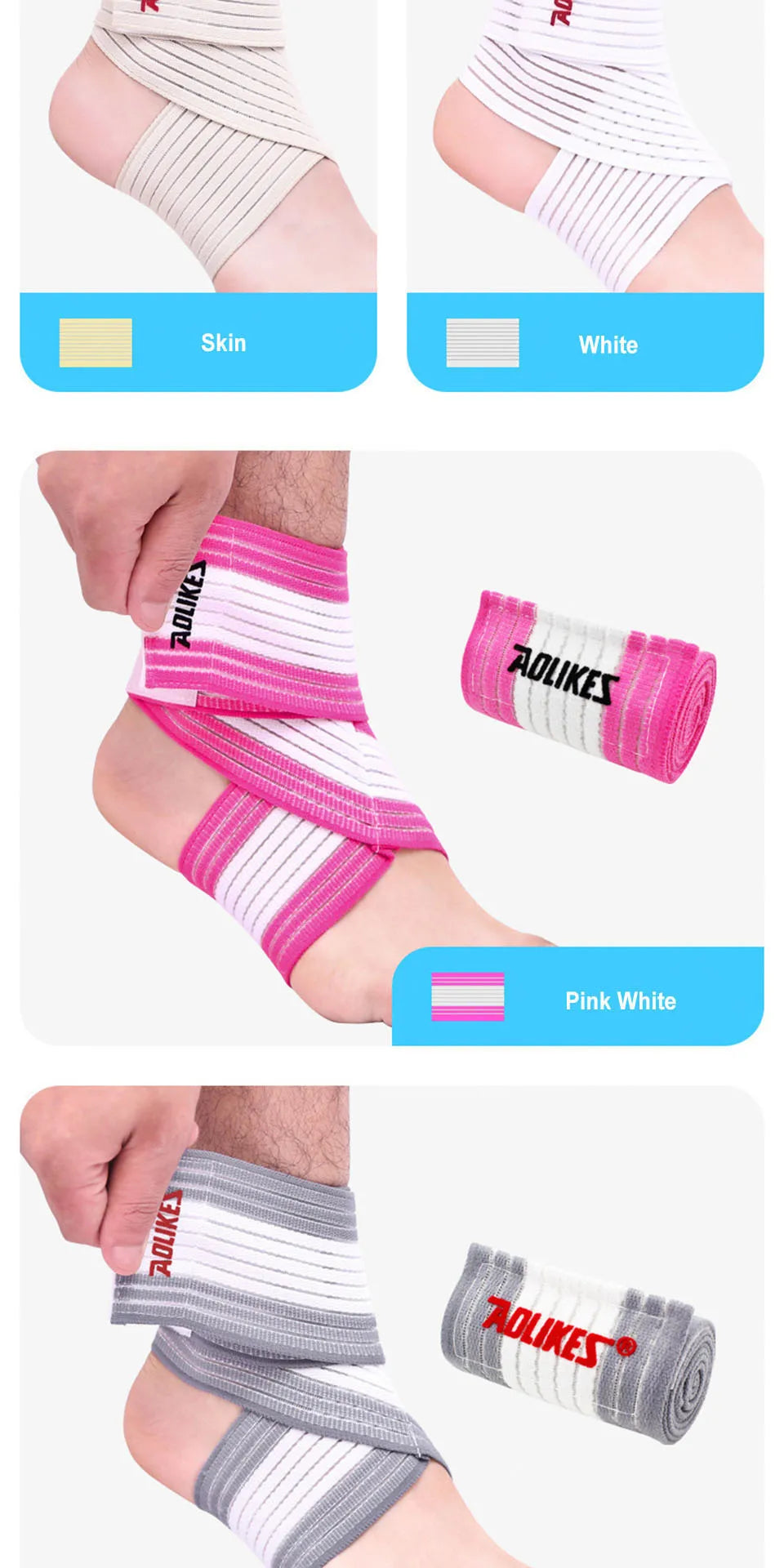 AOLIKES Professional Sports Strain Wraps Bandages Elastic Ankle Support Pad Protection Ankle Bandage Guard Gym Protection