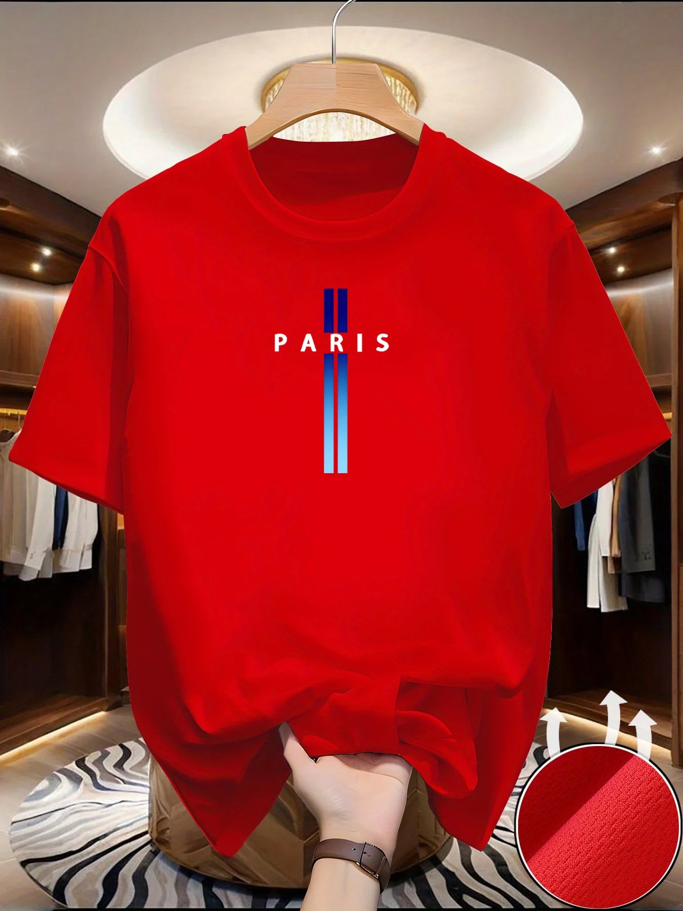 Men's Summer Exercise Blue/white gradient print T-shirts High Grade Breathable Quick Dry Short Sleeved Top Marathon Gym Fitness
