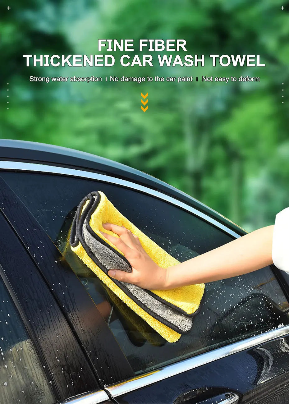SEAMETAL Microfiber Car Washing Towel 400GSM Double-Sided Coral Velvet Clean Towels High Water Absorption Car Wash Drying Cloth