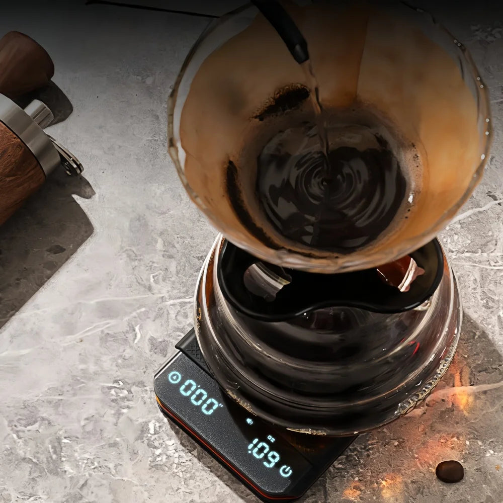 Mini Coffee Scale with Pad LED Display USB Charge Timed Portable High Precision Professional Home Kitchen Cafe CoffeeAccessories