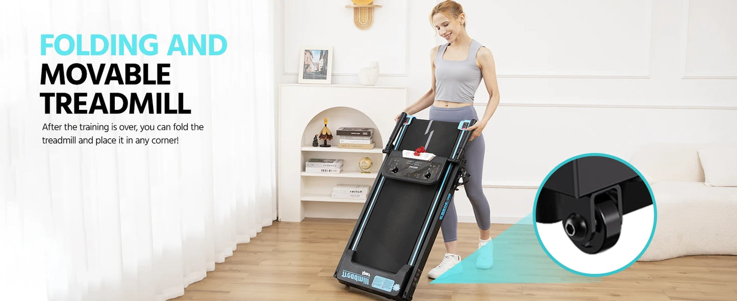 3-in-1 Folding Treadmill Walking Pad, 3.0 HP Quiet Motor, 9% Adjustable Incline, Max 14km/h, LCD Monitor & Safety Warn