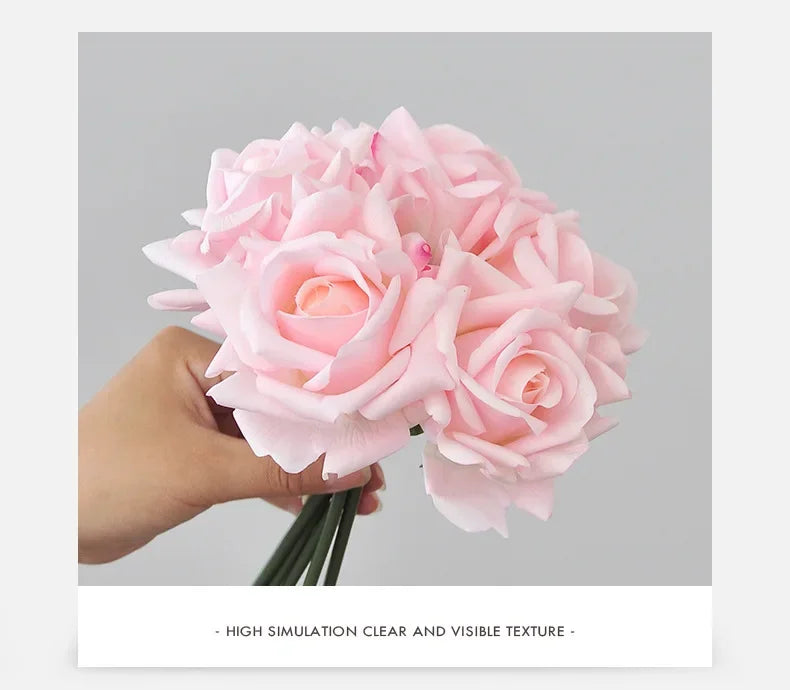 5 Head Curled Rose Bouquet with Artificial Moisture Sensation High-end Silk Flower Home Decoration Wedding Decoration