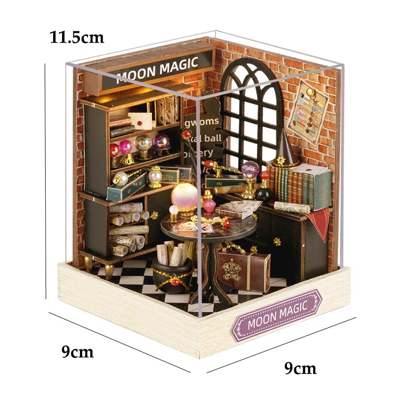 NEW DIY Wooden Book Nook Figurines Miniatures Doll House Kit 3D Puzzle Bookend for Friends Birthday Gifts Home Decor Crafts