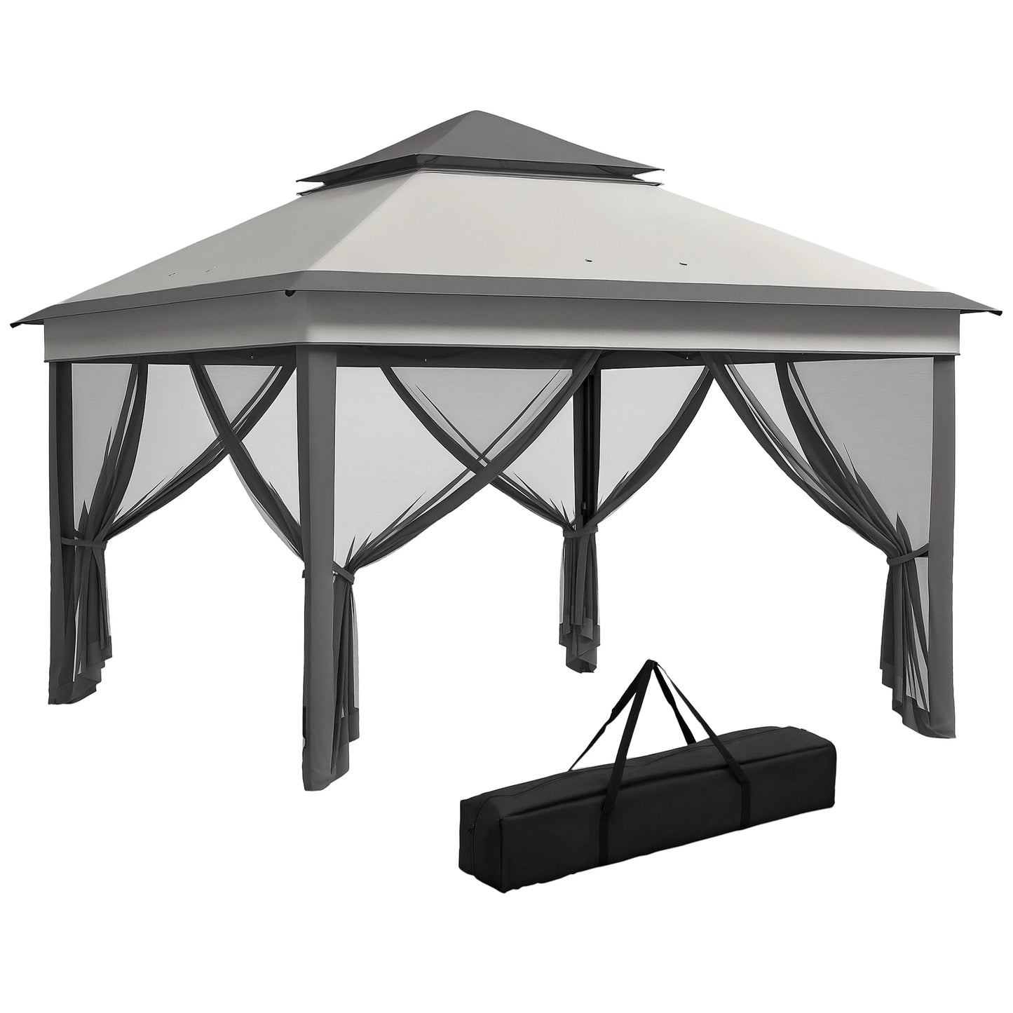 Outsunny 3 x 3(m) Pop Up Gazebo with Netting and Carrying Bag, Party Tent Instant Event Shelter, Height and UV-Resistant,, Beige
