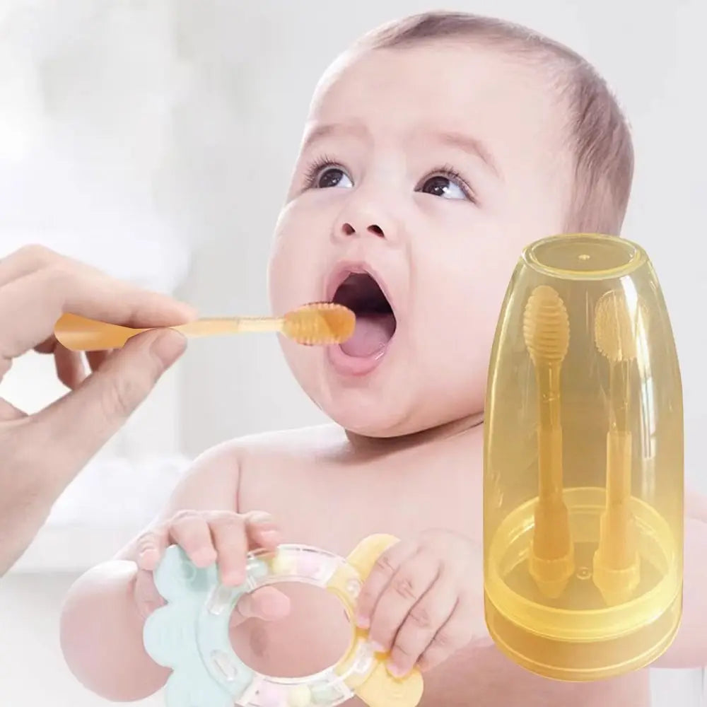 Soft Oral Care Baby Toothbrush Cleaning Tools Rubber Oral Cleaning Brush 0-18 Months BPA Free Tongue Coating Brush Baby