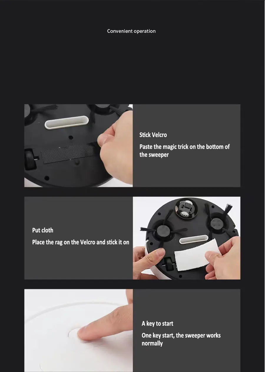 Smart USB Sweeping Robot Vacuum Cleaner 3-in-1 Wireless Mopping 1800Pa Powerful Cleaning for Home Office Floors