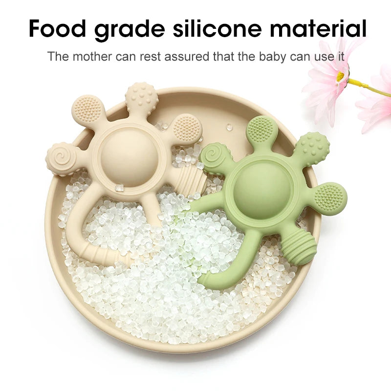 New Teething Silicone Palm Rattle Teether Bunny - Safe Baby Chew Toys for Soothing Sore Gums
