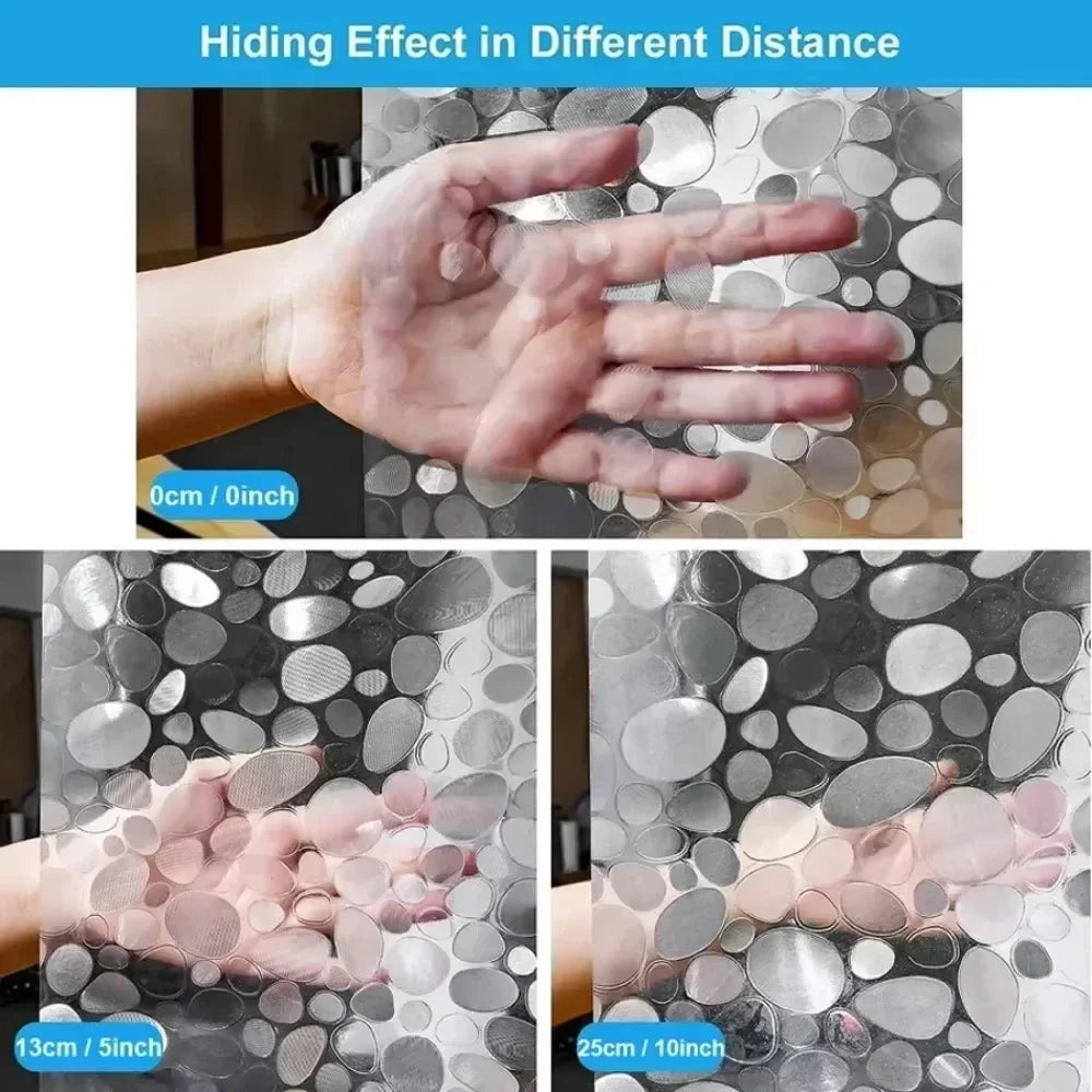 1pc Waterproof Clear Shower Curtain Pebble Pattern PEVA Bath Curtain Liner with Bottom Magnets Plastic Bath Curtain for Bathtub