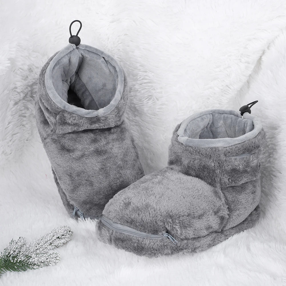 USB Heater Shoes Men Women Winter Warm Snow Boots Foot Warmer Plush Heating Rechargeable Slippers Electric Heated Shoes Feetwear