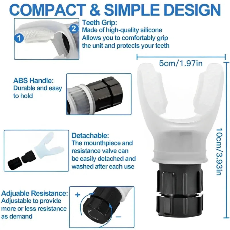 Portable Lung Breathing Exerciser - Adjustable Resistance Respiratory Trainer for Fitness and Rehabilitation