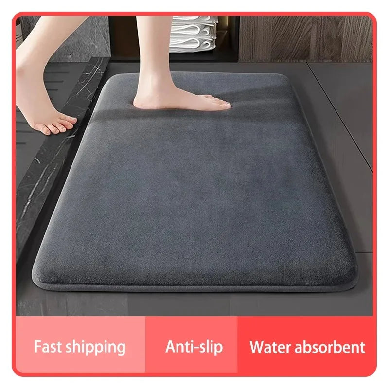 Alfombra de baño súper absorbente y antideslizante de terciopelo coral para suelo y puerta