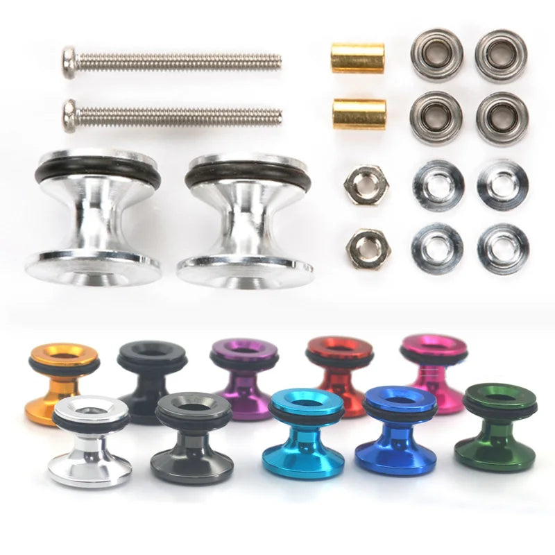 2pcs 15418 13-12mm Aluminum Alloy Guide Rollers 15461/15426 2023Jcup 95160 19mm Roller With Rubber Ring Tamiya Mini 4WD Homemade