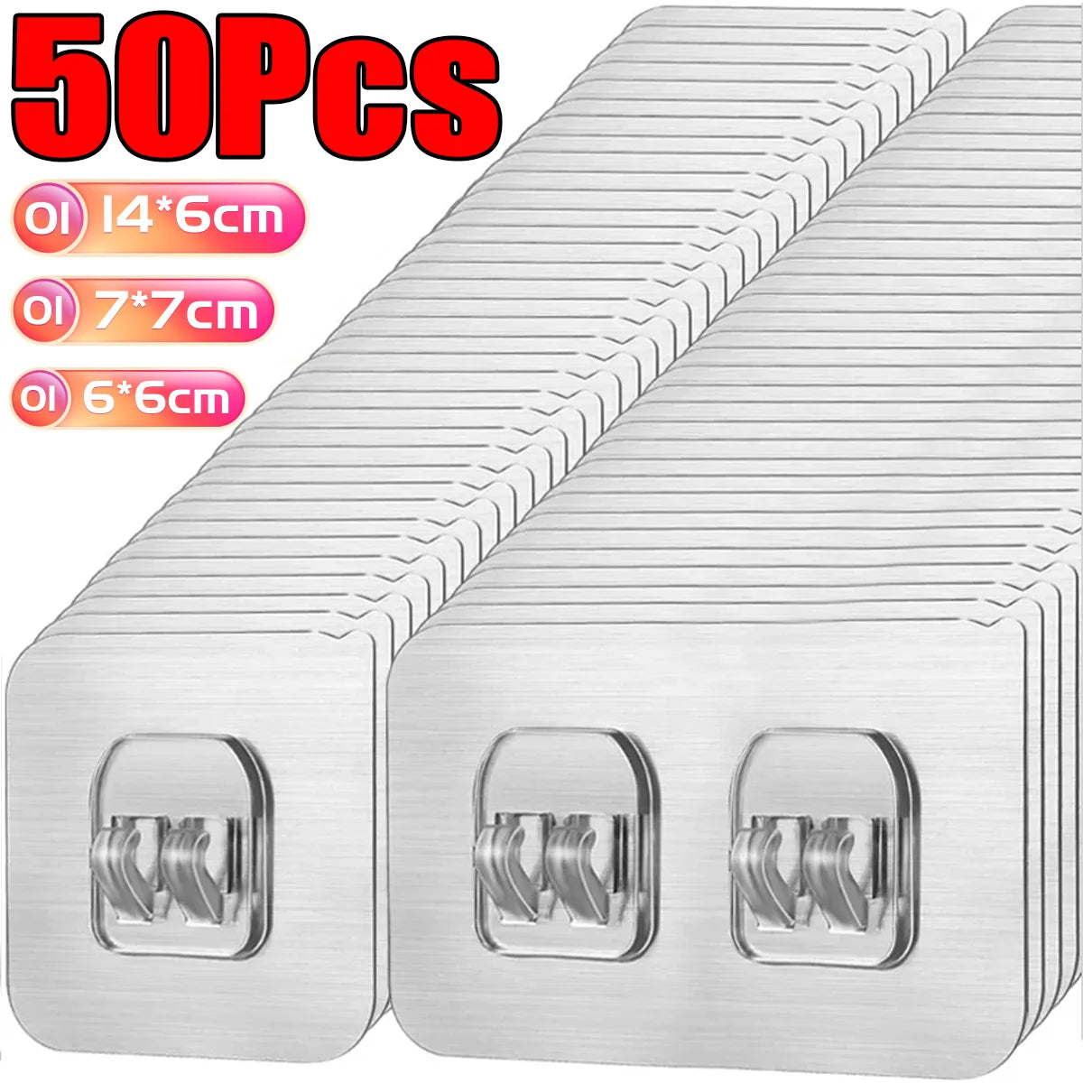 50-10Pcs Transparent Self-Adhesive Hooks Home Organization Storage Hook Waterproof Traceless Hanging Hook Kitchen Bathroom Hooks