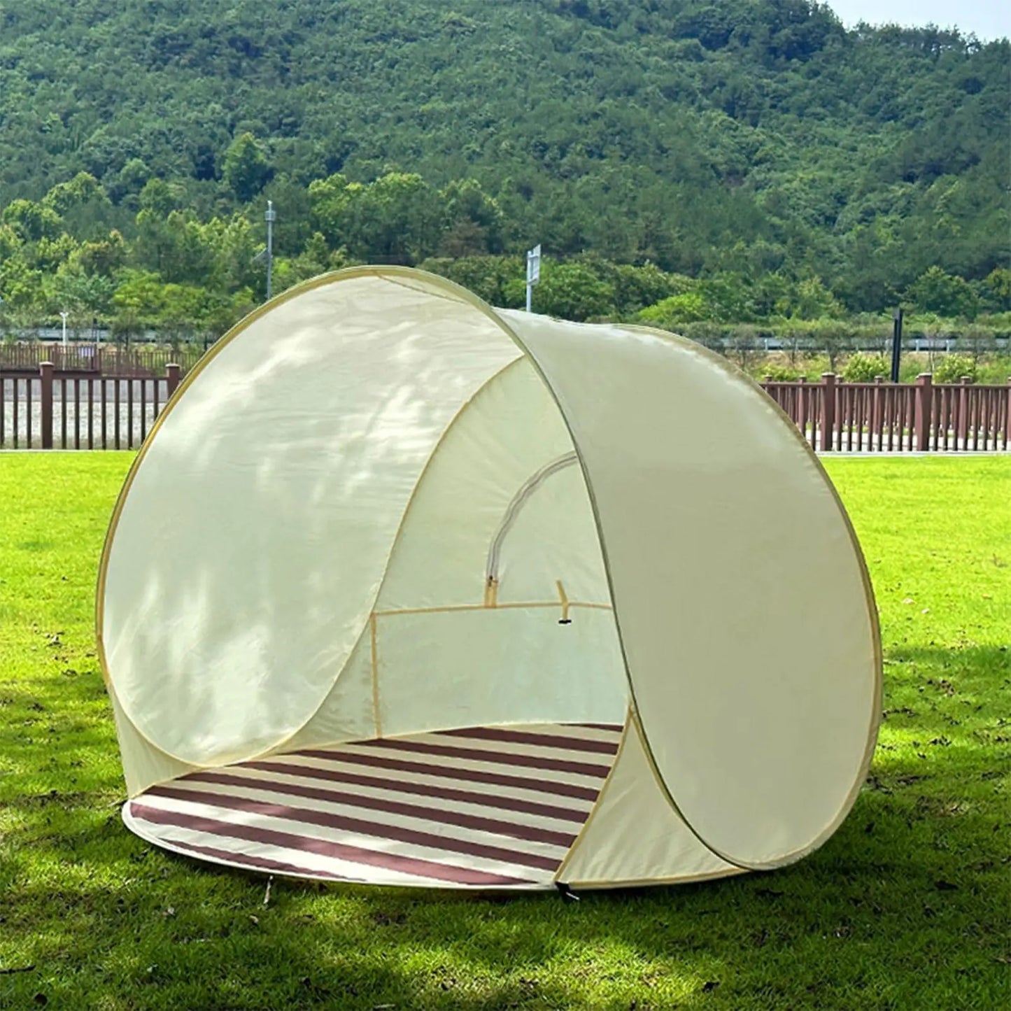 Beach Tent 3/4 Person Easy Pop Camping Canopy Beach Shelter with Ventilating Mesh Window for Outdoor Camping Picnic Garden