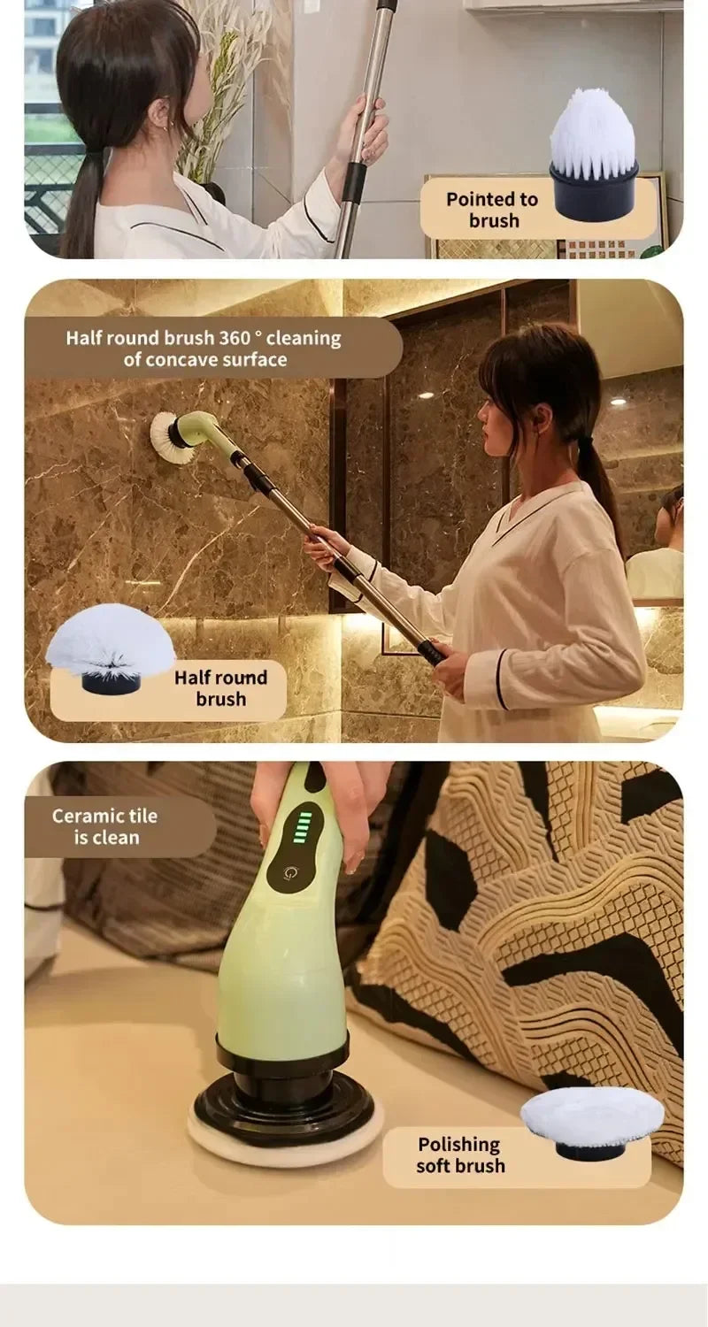 Cordless Electric Spin Scrubber Multipurpose Power Cleaning Brush For Bathroom Kitchen Tile Grout Floor Stain Removal