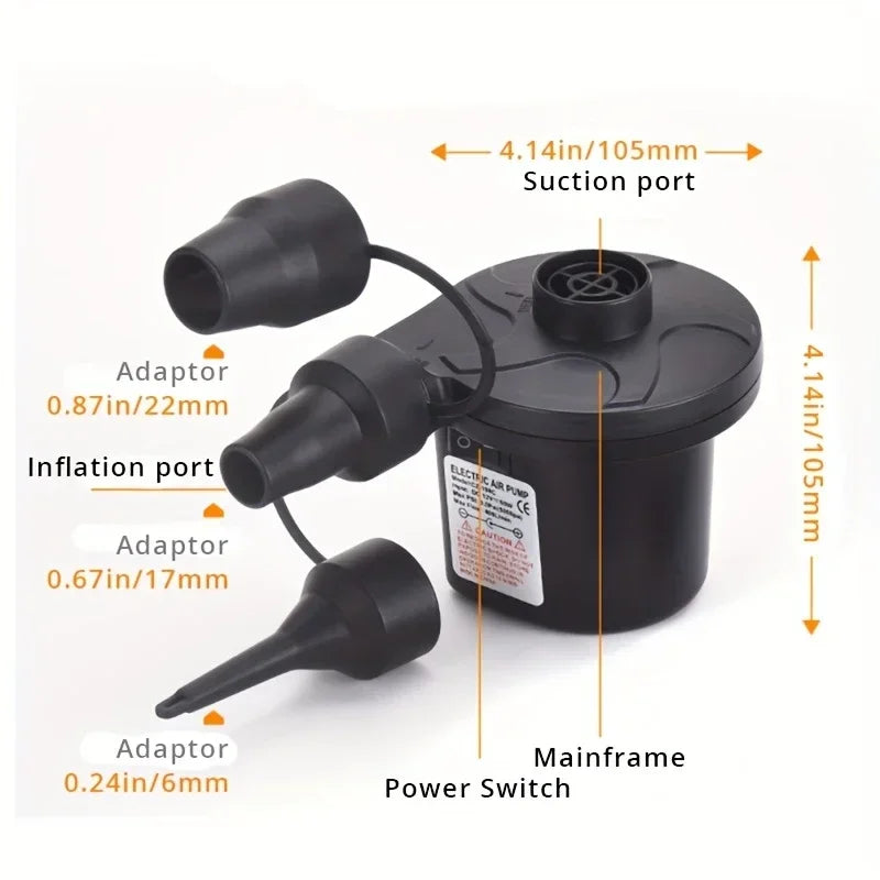 Portable Electric Air Pump with Multiple Nozzles for Quick, Suitable for Swim Ring, Pool Rafts and Inflatable Toys