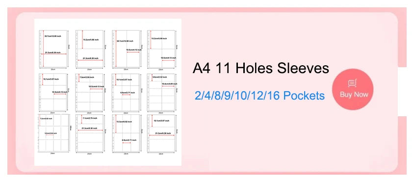 A4 Binder Photocards Holder Kpop Photo Card Page 2/3/4/9/10 Pocket Sleeves PVC Free Photo Album Refills 4x6 10x15 Pocket Sleeves
