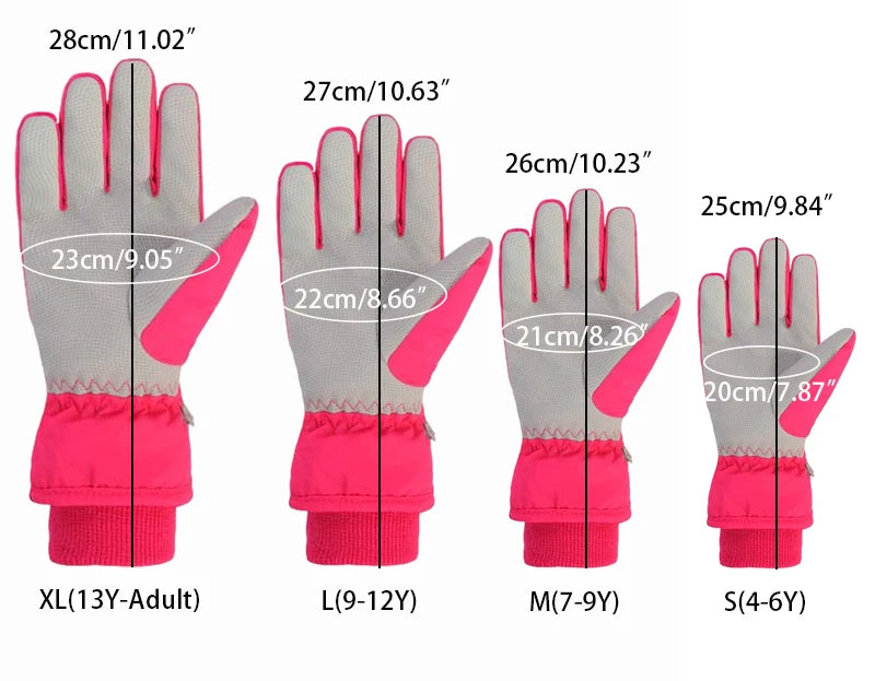 2025 Children Ski Gloves Keep Finger Warm Waterproof Thicken Mittens Winter Snowboard Snow Kids Gloves for Boys Girl Accessories