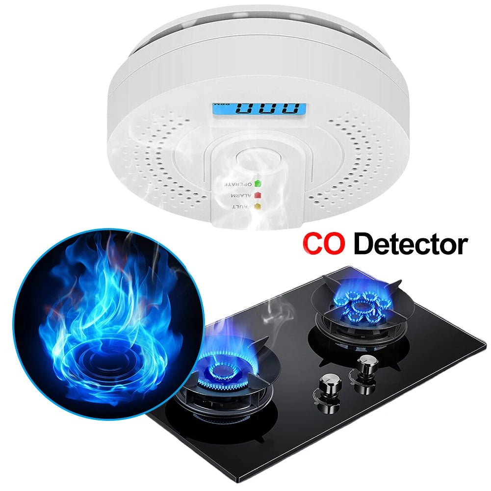 Digital Carbon Monoxide Detector CO Alarm Detector with LED Indicator High Sensitive Gas Detector Sound Warning Gas Leak Sensor