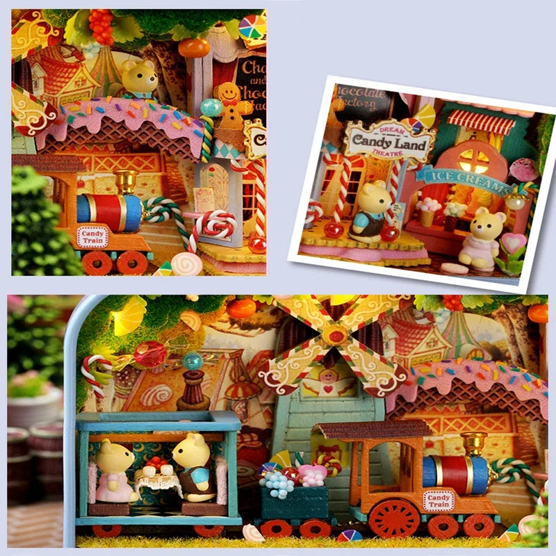 DIY Wood DollHouses Handmade Funny Box Theatre Miniature Box Cute Doll Houses 3D Puzzle Assembly Kits Birthday Gift Wooden Toys