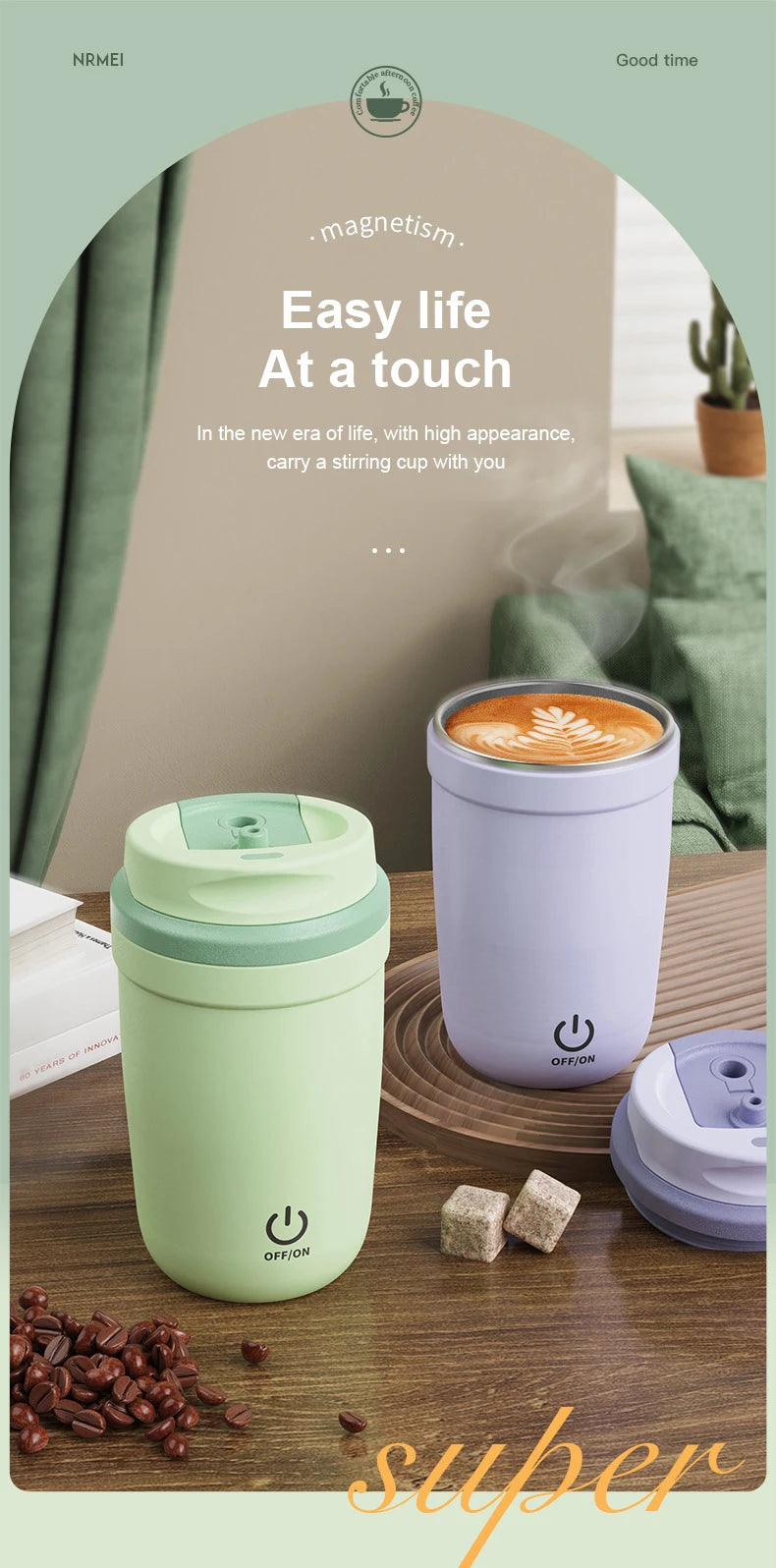 Mini Electric Coffee Self Mixing Mug Waterproof Food Safe Coffee Mug USB Rechargeable Automatic Magnetic Cup For Tea 380ML
