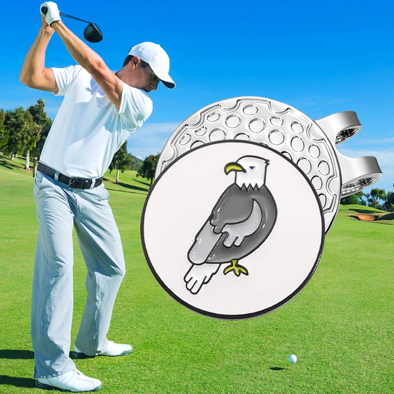 Magnetic Golf Ball Marker Hat Clips Funny Cartoon Print Accessories for Golf Cap Metal Decorative Jewelry Gift for Golf Lover