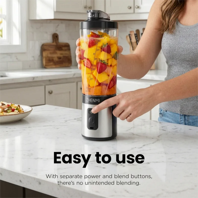 Portable Ice-Crushing Blender,  600ml High-Speed Blending for Smoothies, , Shakes, Food Prep, and Frozen Blending